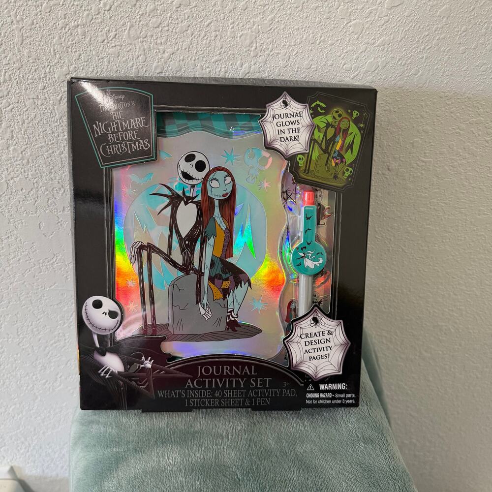 Nightmare Before Christmas Jack Sally Glow-in-the-Dark Journal Activity Set